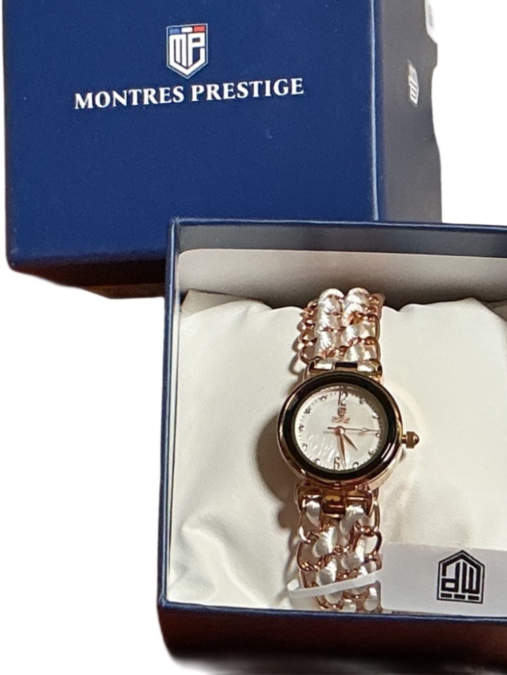 Montres Prestige Women's Rose Gold Quartz Watch MOP Dial NWT Box Works
